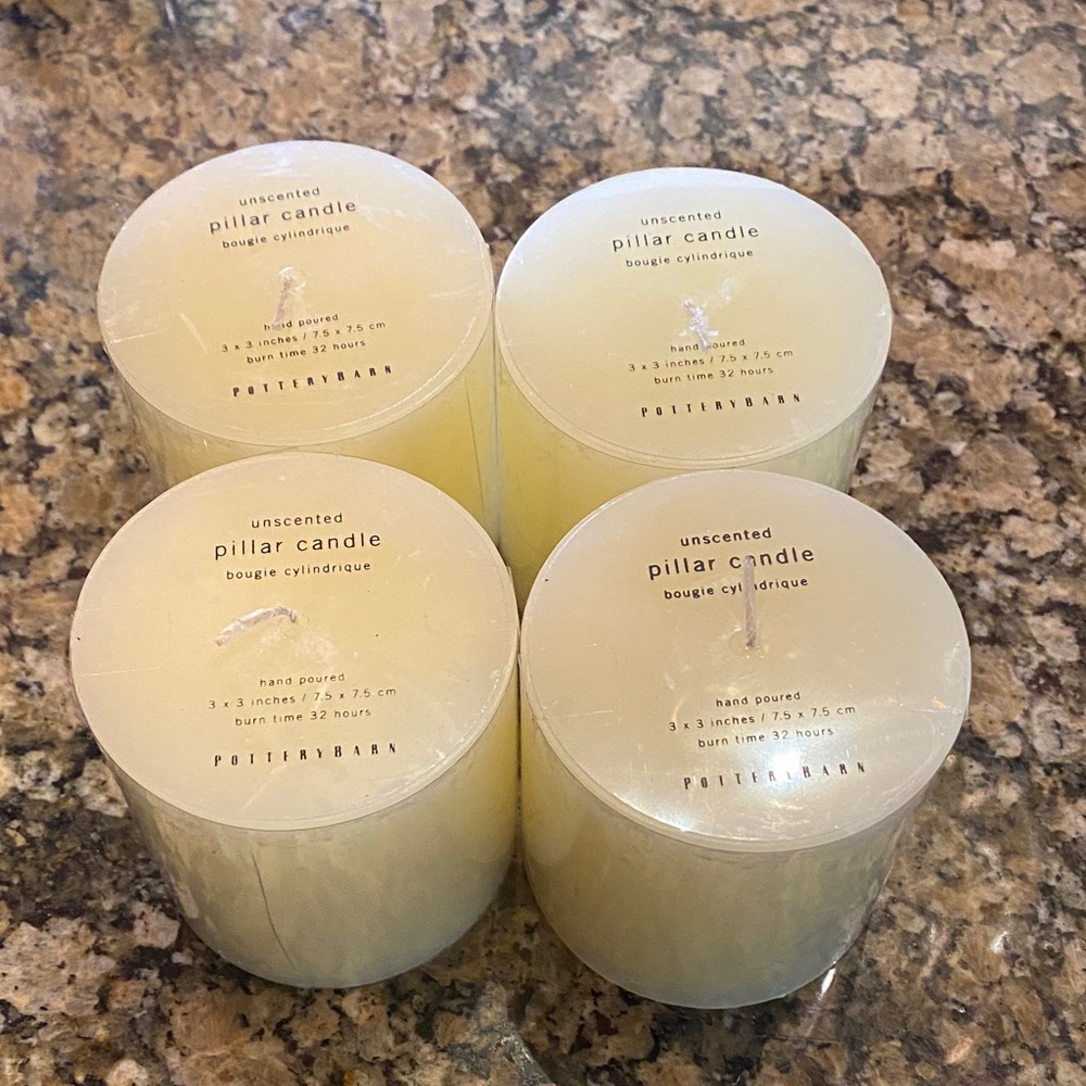 Pottery Barn Unscented Cream Pillar Candles